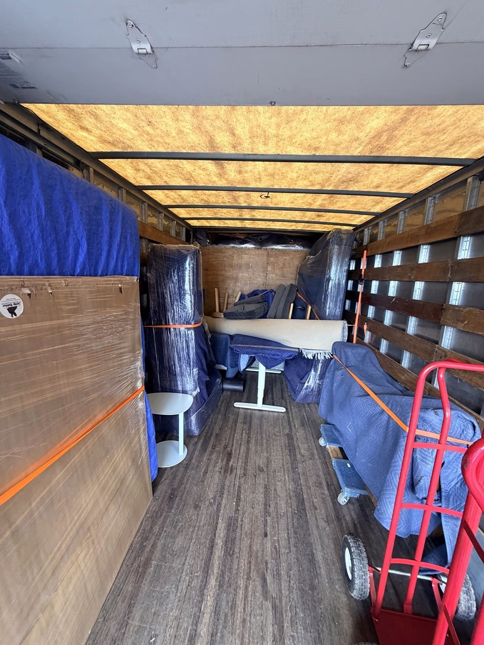 AT Moving truck load organized and secured for transport